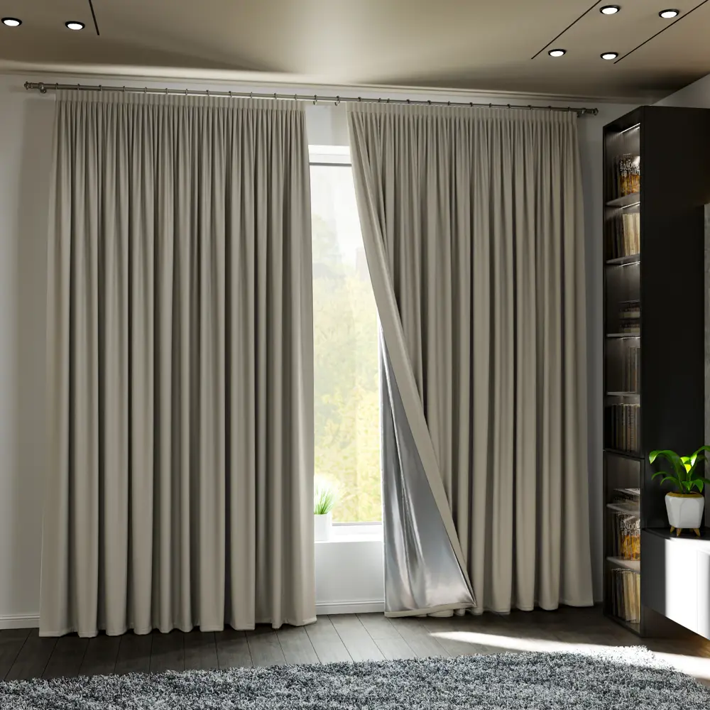 Шторы Miamoza Dark бежевые блэкаут 150x250 см с ленточным креплением 89420199 STLM-1579022