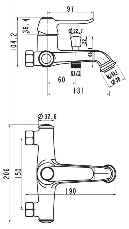 Смеситель для ванны и душа BOR-VASM-CRM BELBAGNO  - Вид №1