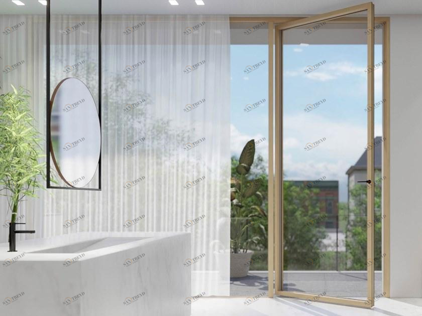 CARMINATI SERRAMENTI Деревянная поворотная дверь Skyline system sun-id-1398245