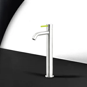 Смеситель для раковины сталь глянцевая с зеленой ручкой Toki Radomonte TKS3LCIL13