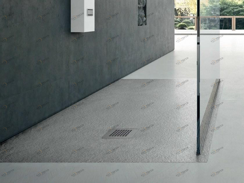 Gruppo Geromin Прямоугольный душевой поддон с противоскользящим покрытием, установленный заподлицо, из синтетического материала в современном стиле Forma sun-id-1465099