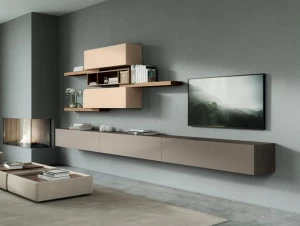 Febal Casa Стена с тумбой под телевизор, облицованная лакированным деревом