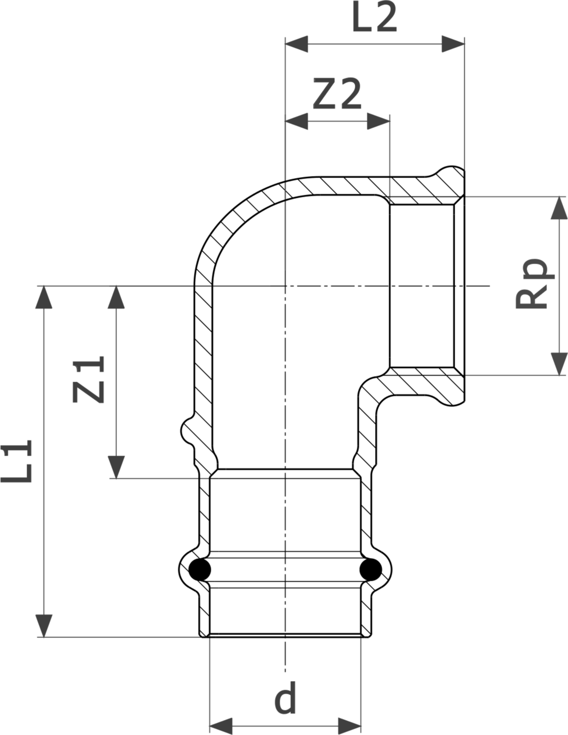 345 846 Модель 2614.2 Трубопроводные системы  Profipress G  Переходники/​переходные угольники Santreyd  - Вид №3