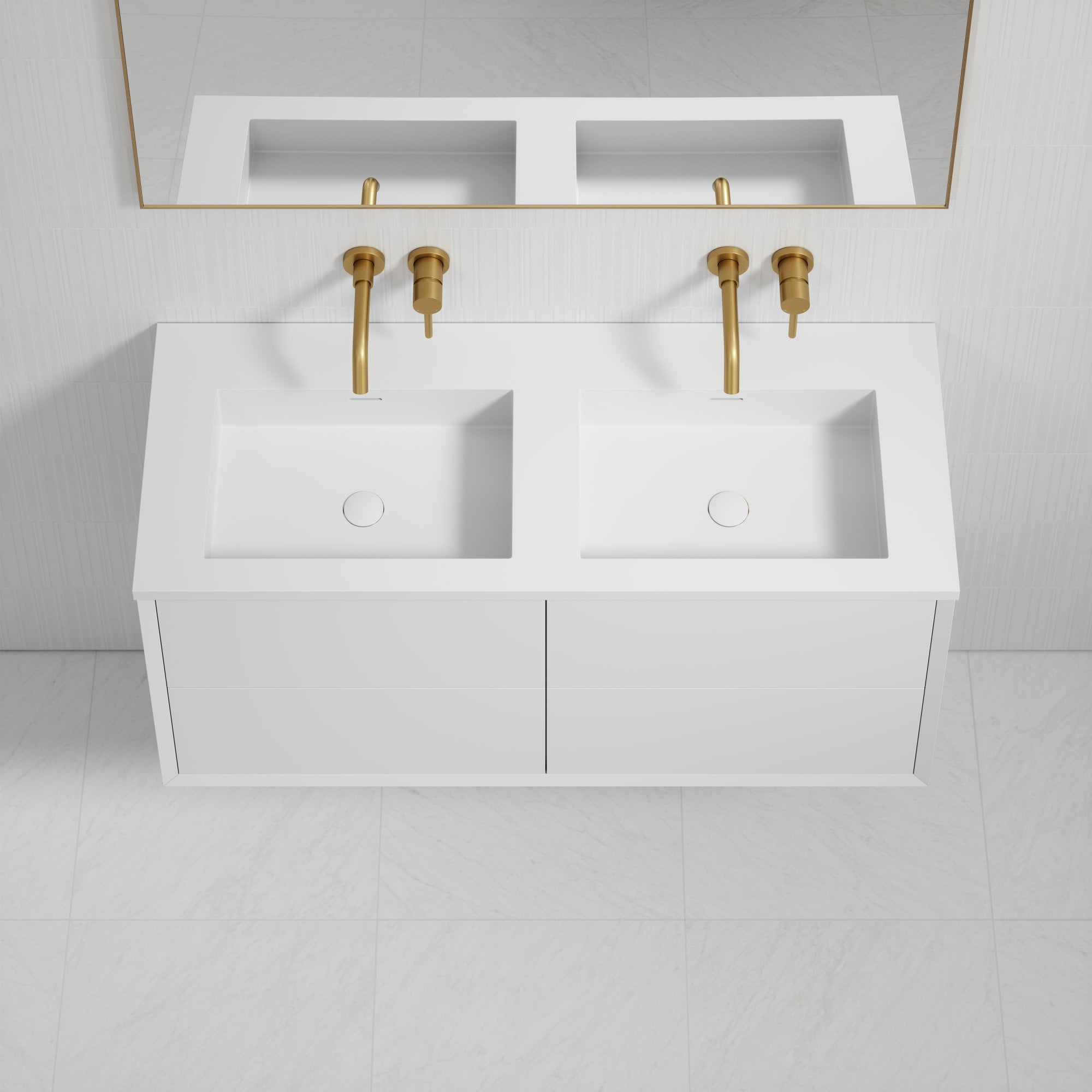 Двойной деревянный шкаф для умывальника со встроенной раковиной LUSSO Volini ARCH-00033994 - Вид №2