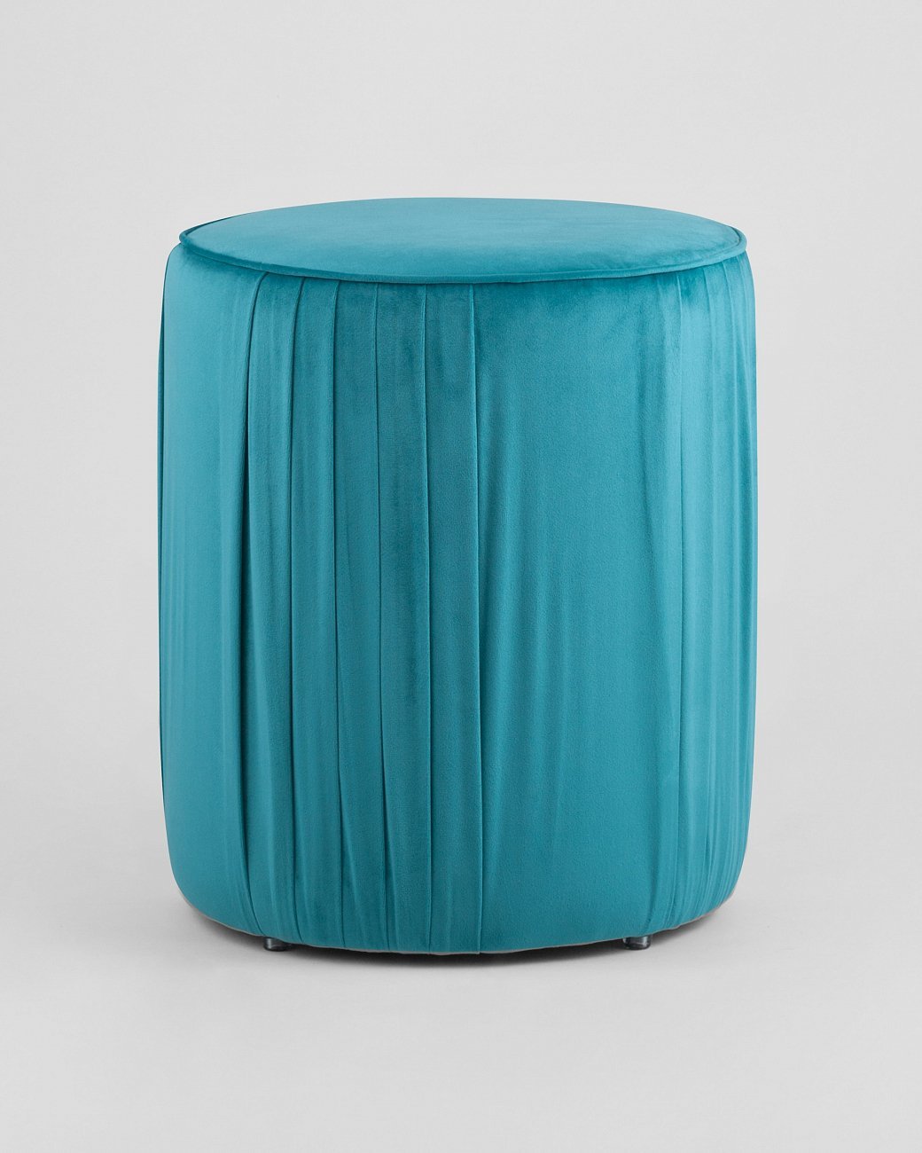 Пуфик круглый бирюзовый велюровый малый "Мира" STOOL GROUP  00-3958865 Голубой  - Вид №1