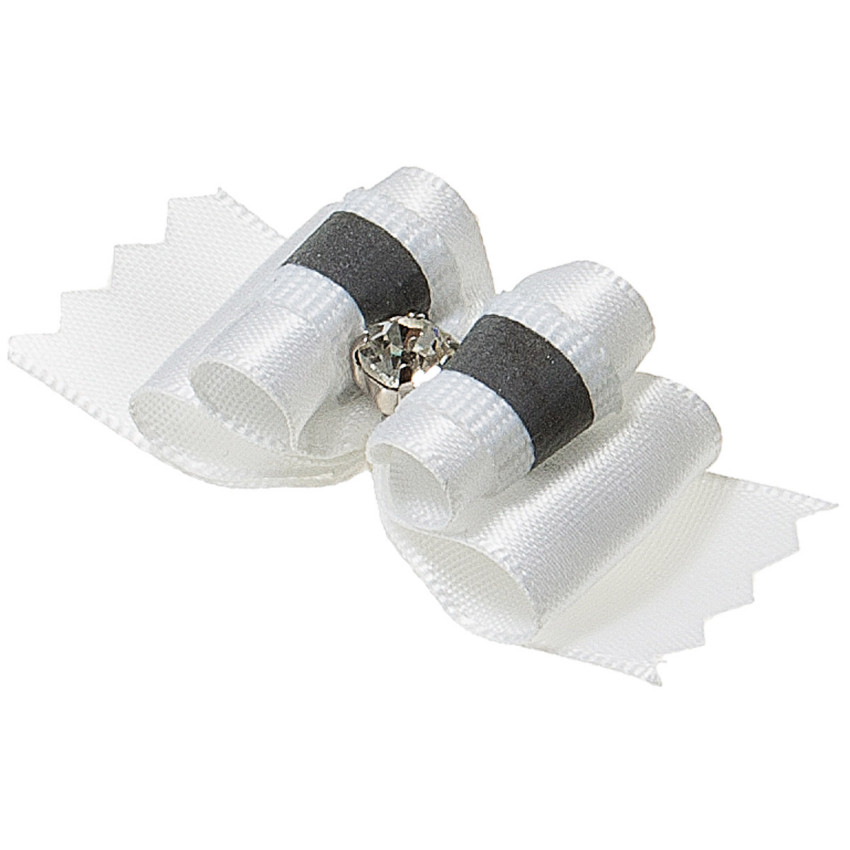 ПР0047621 Бантик (пара) Ностальжи светоотражающий тройной объёмный (белый) 4,5х1,5см V.I.PET 