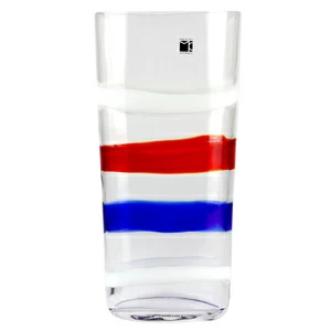 3015 ORIGINALMURANOGLASS ваза бело-сине-красная- Carlo Moretti - Original Murano Glass OMG 20 см