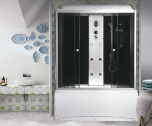 Душевая кабина NG-5150-01 (1500х700х2200) высокий поддон(56см) стекло ТОНИРОВАННОЕ