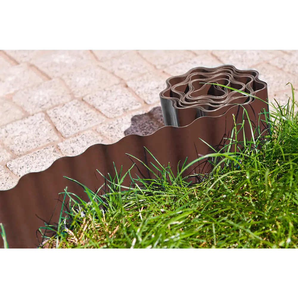 Лента бордюрная Verto 20см х 9м пластик коричневый STLM-2006288 - Вид №1