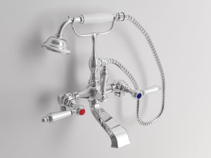 Смеситель для ванны с 2 отверстиями с ручным душем