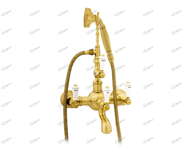 035016.M00.00 Душевой набор для ванны с фарфором Золото 24К Mestre RETRO