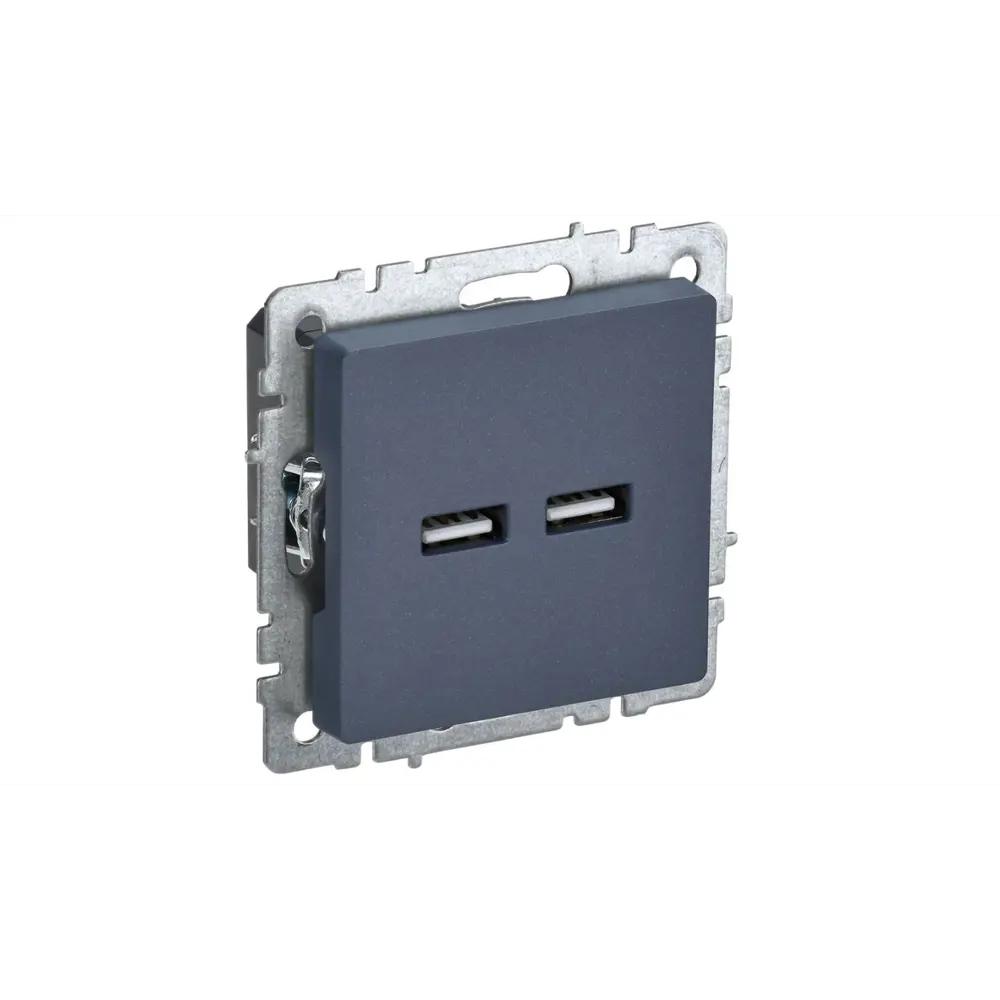 Розетка USB встраиваемая IEK Brite РЮ10-1-БрМ цвет морская волна цвет маренго 89361857 STLM-2125762