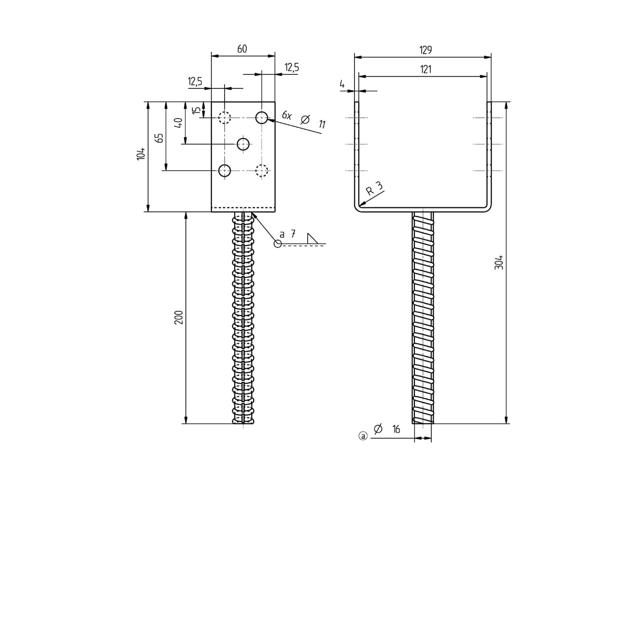 16406873 Опора бруса закладная 121х60х300х4 Santreyd  - Вид №6