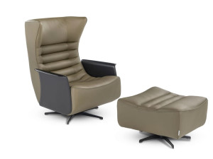 Кожаное вращающееся кресло с подлокотниками