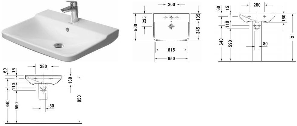 Напольная раковина стоящая овальная Duravit P3 Comforts sun-id-1392506 - Вид №2