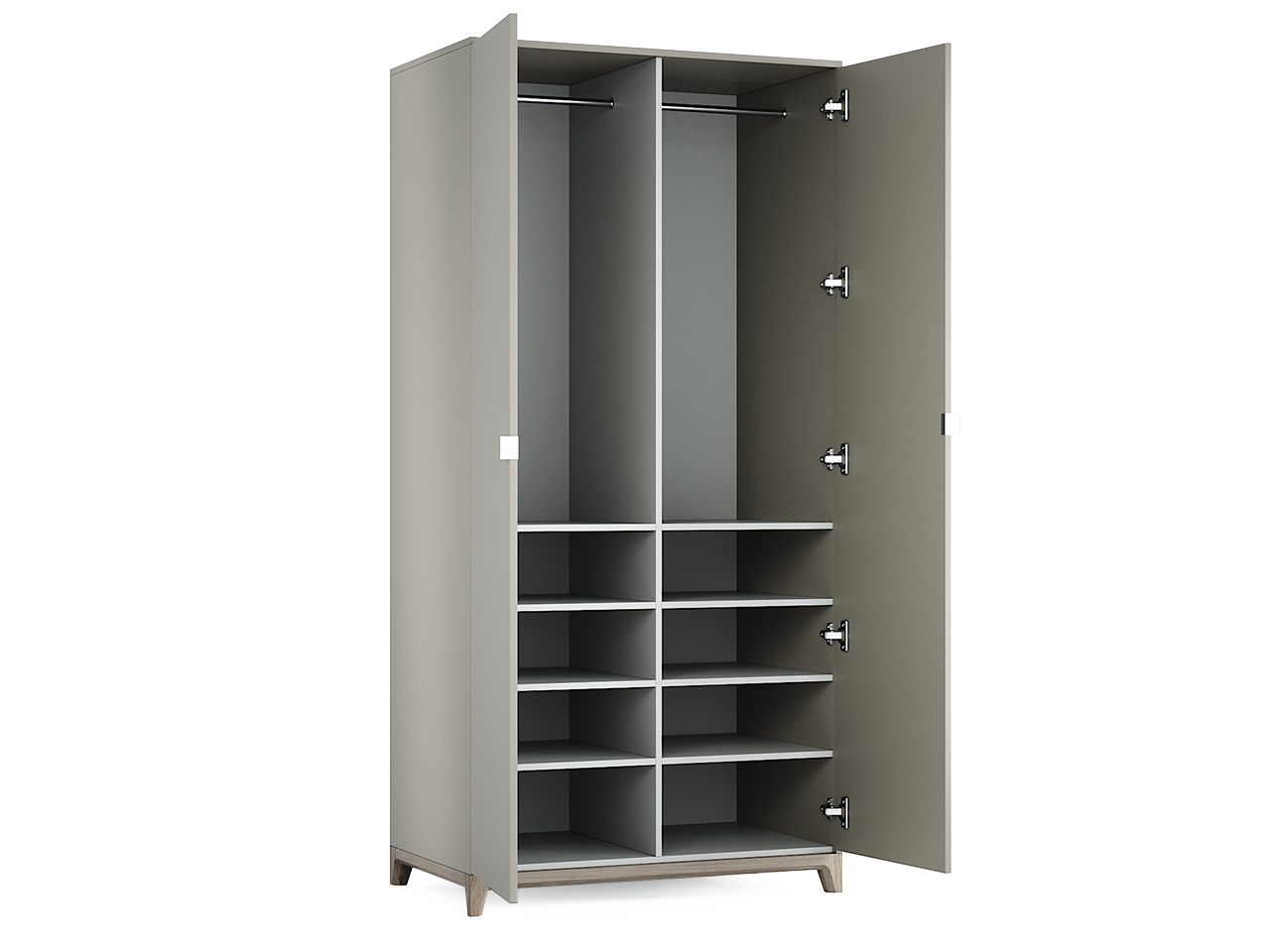 Шкаф распашной двухдверный осветленный дуб белый фасад Case №3 THE IDEA  210428 Серый  - Вид №2