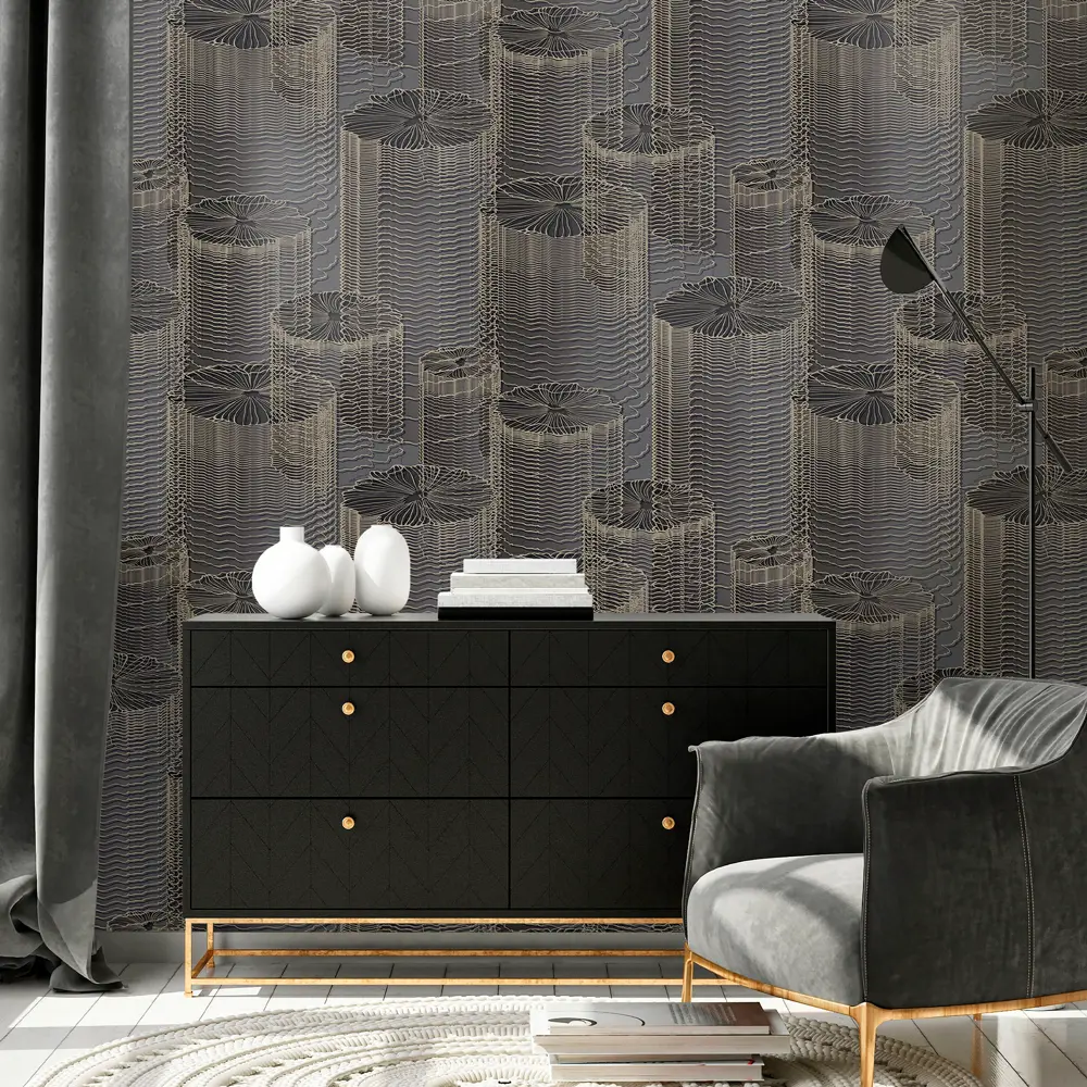 Обои флизелиновые черные Flow 1.06 м м OR8024-22 ORNAMY STLM-2061963 - Вид №2