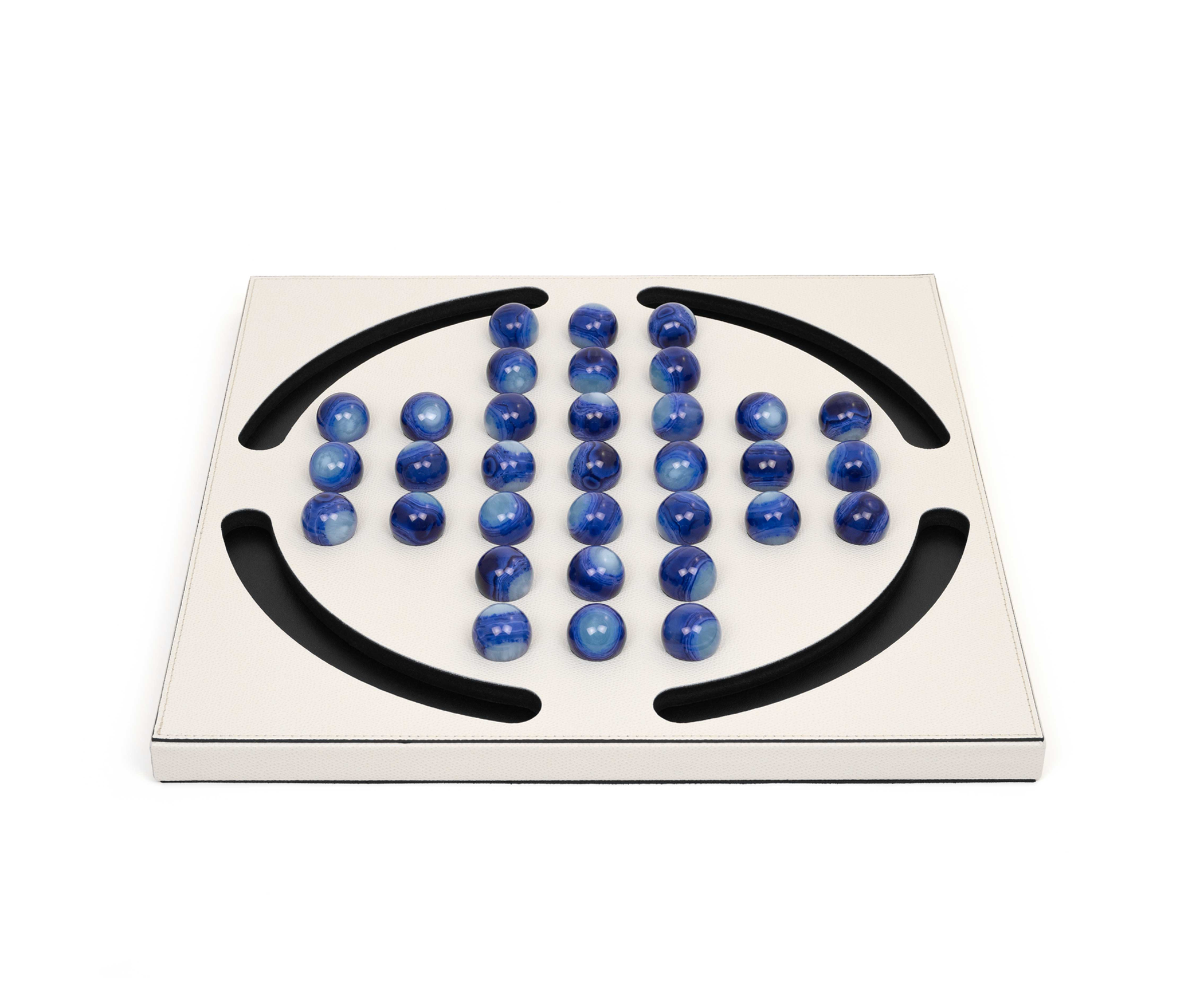 Пасьянс «Колышек» с синими пешками - 39X39XH2,5 см / зернистая кожа_лимон Pinetti 00.1033.029.095 - Вид №3