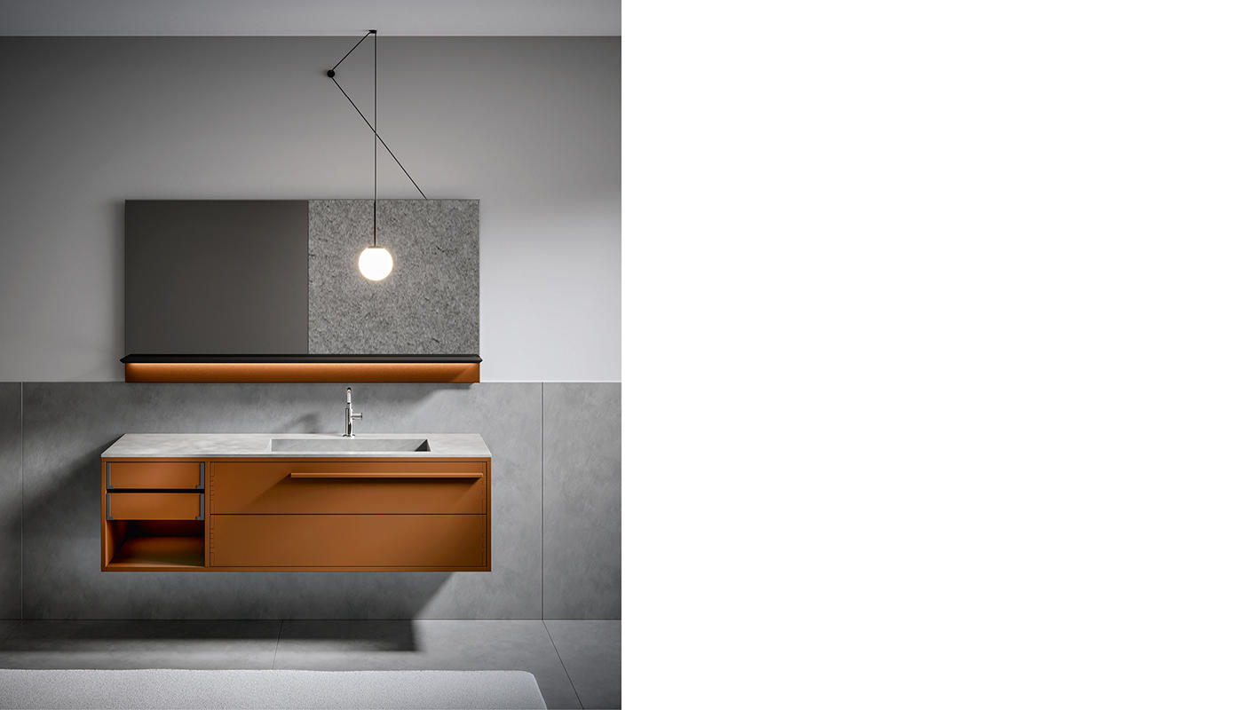 ED-ST33 Edone Зеркало и буазери со встроенной полкой СО ВСТРОЕННОЙ ПОЛКОЙ в лакированной МДФ и нижней панели выс. 10 см  - Вид №5