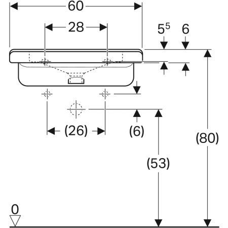 128662000 Раковина Geberit Renova Comfort Square, безбарьерная Geberit  - Вид №29