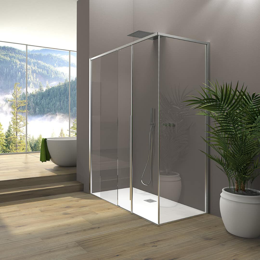 Алюминиевая и стеклянная угловая душевая кабина с раздвижной дверью CSA Box Doccia Kalea ARCH-00080670 - Вид №1