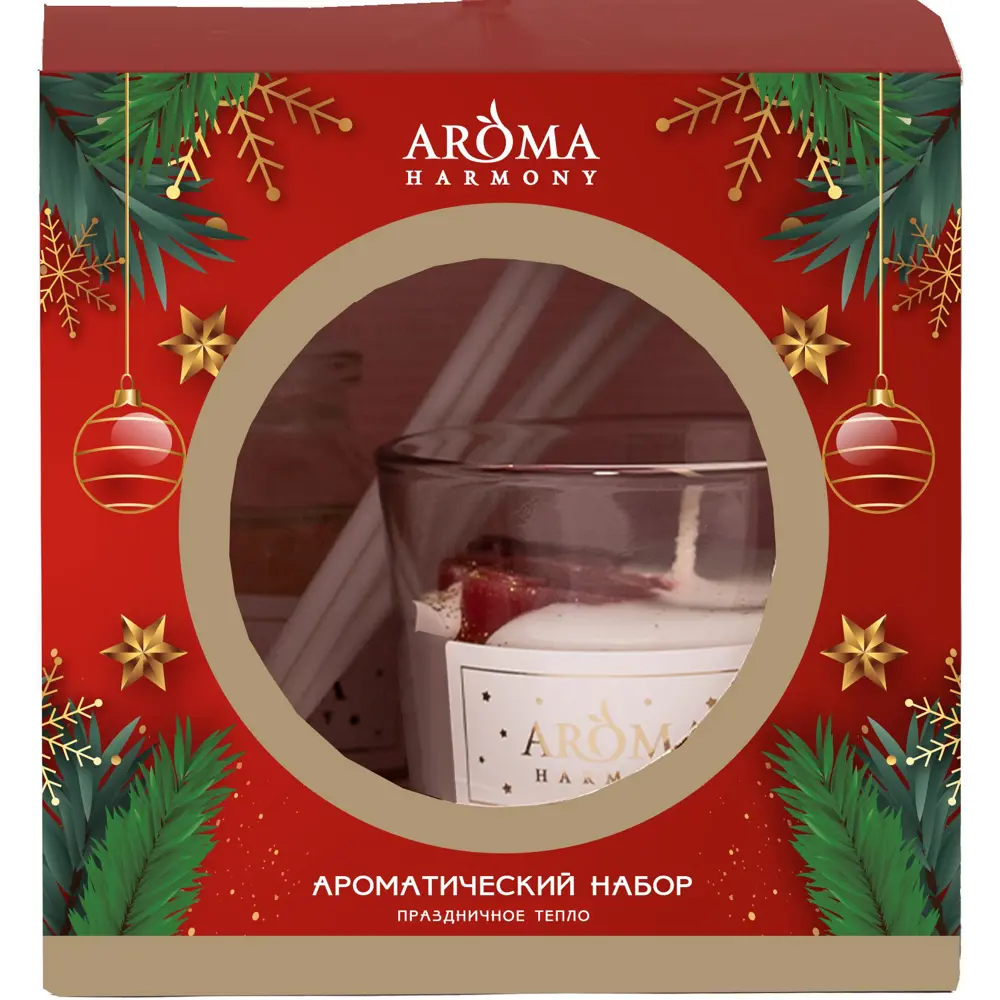 Свеча в стакане ароматическая Aroma Harmony Праздничное тепло 10 см цвет красный 89387492 STLM-2079452 
