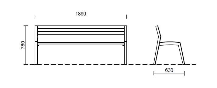 Деревянная скамья со спинкой Studio Città ARCH-00115145 - Вид №3