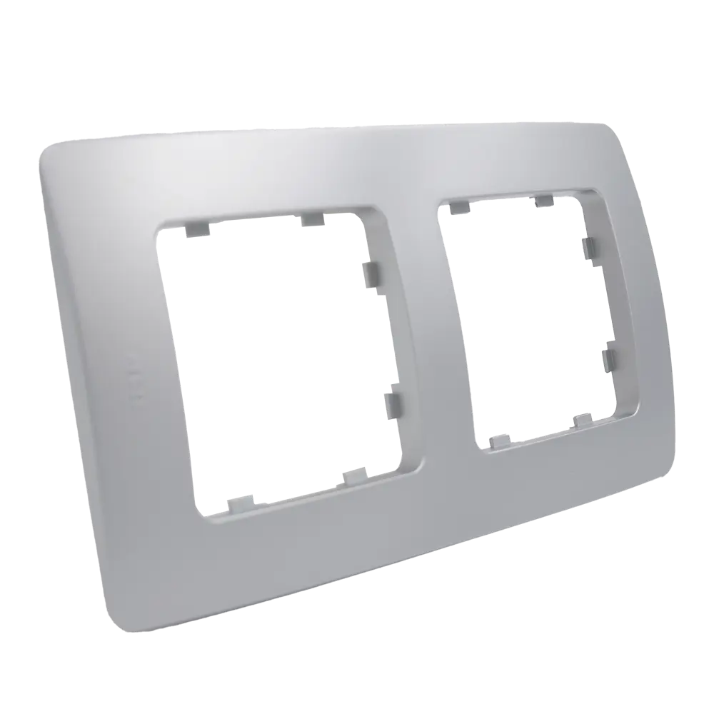 Рамка для розеток и выключателей Hegel 2 поста цвет серебро STLM-2082062 - Вид №1