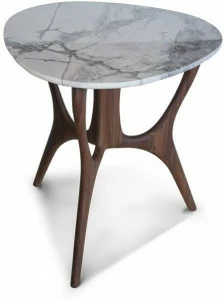 Bellotti Ezio Журнальный столик из ореха каналетто со столешницей из золотого мрамора калакатта Gea 2019-27