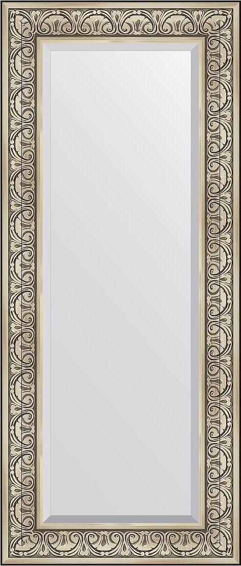 BY 3528 Зеркало с фацетом в багетной раме - барокко серебро 106 mm EVOFORM Exclusive