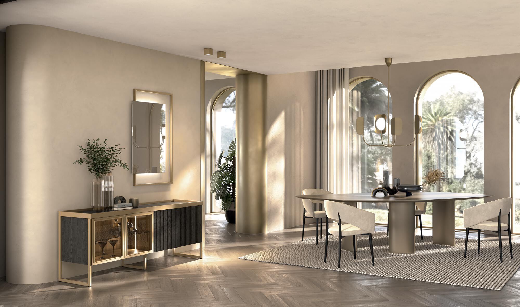 Шкаф из дерева и стекла с распашными дверями Guzzini & Fontana GINGER ARCH-00086704 - Вид №3