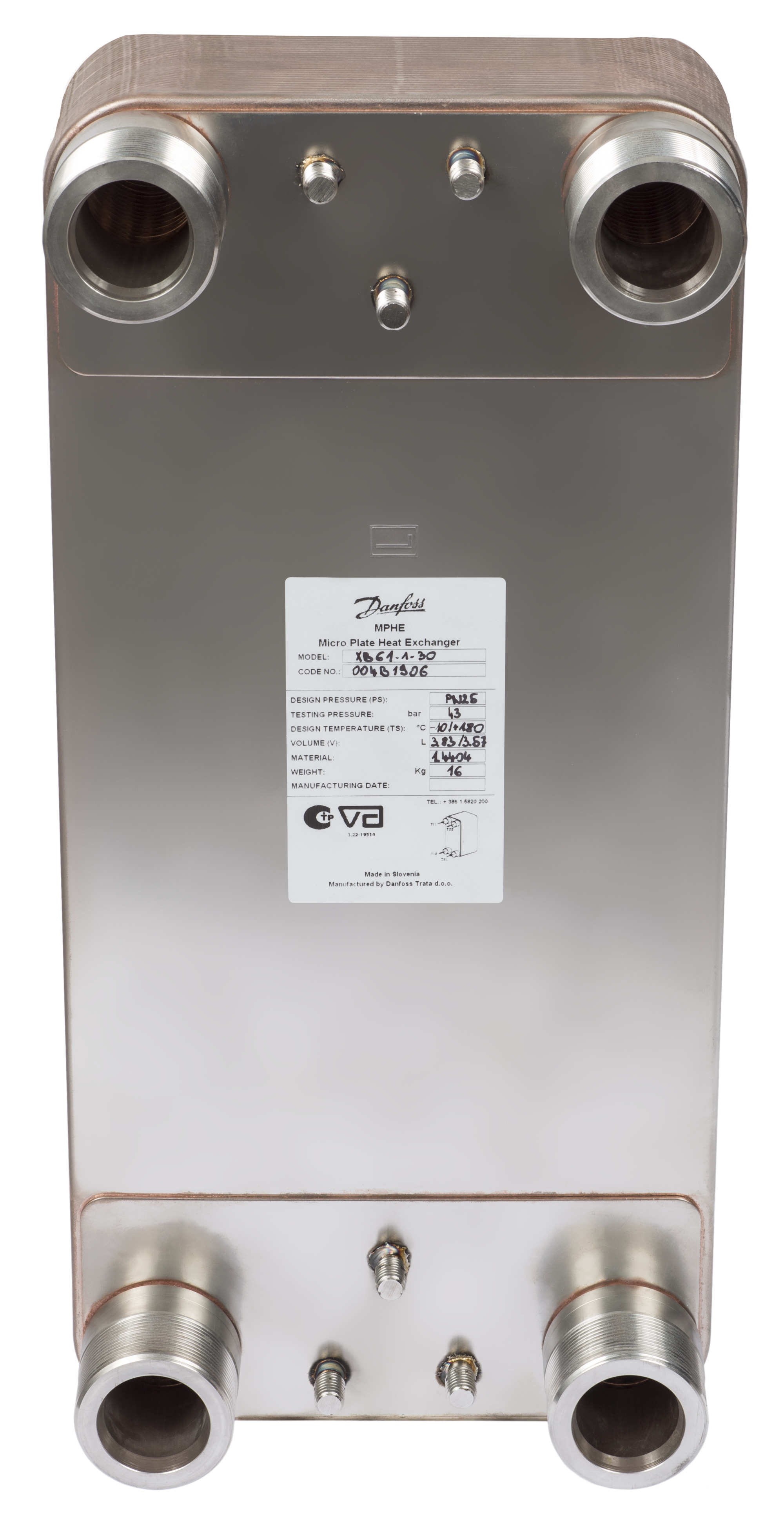 Danfoss Паяный пластинчатый теплообменник серии XB61 XB 61L-1-90 PN25 паяный ТО G2 004B3436  - Вид №4