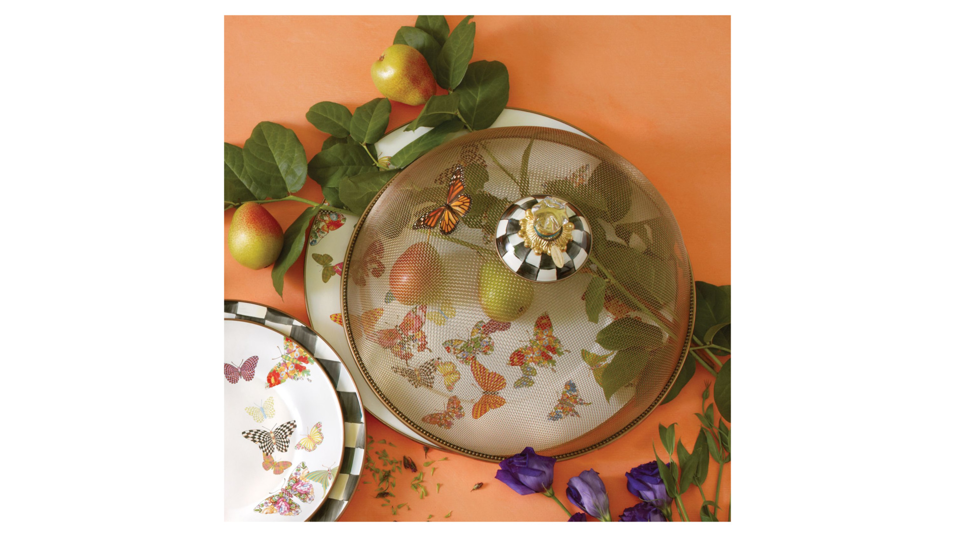 10654497 Mackenzie-Childs Купол для блюд большой сетка Courtly Check Сталь нержавеющая  - Вид №2