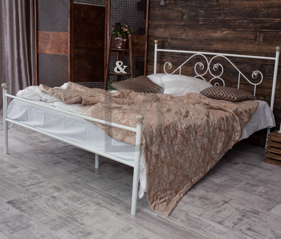 Кованая двуспальная кровать 180х200 с одной спинкой белая "Камелия" FRANCESCO ROSSI КАМЕЛИЯ 134635 Белый  - Вид №2