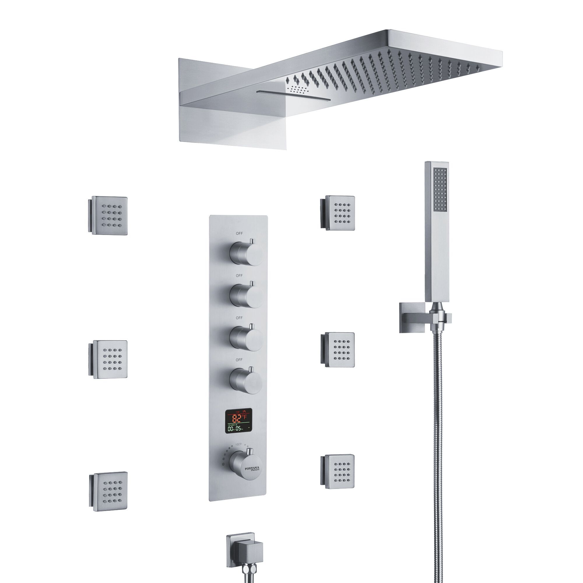 Набор для душа из силикона со светодиодной насадкой Fontana Showers MONTGERON ARCH-00002141