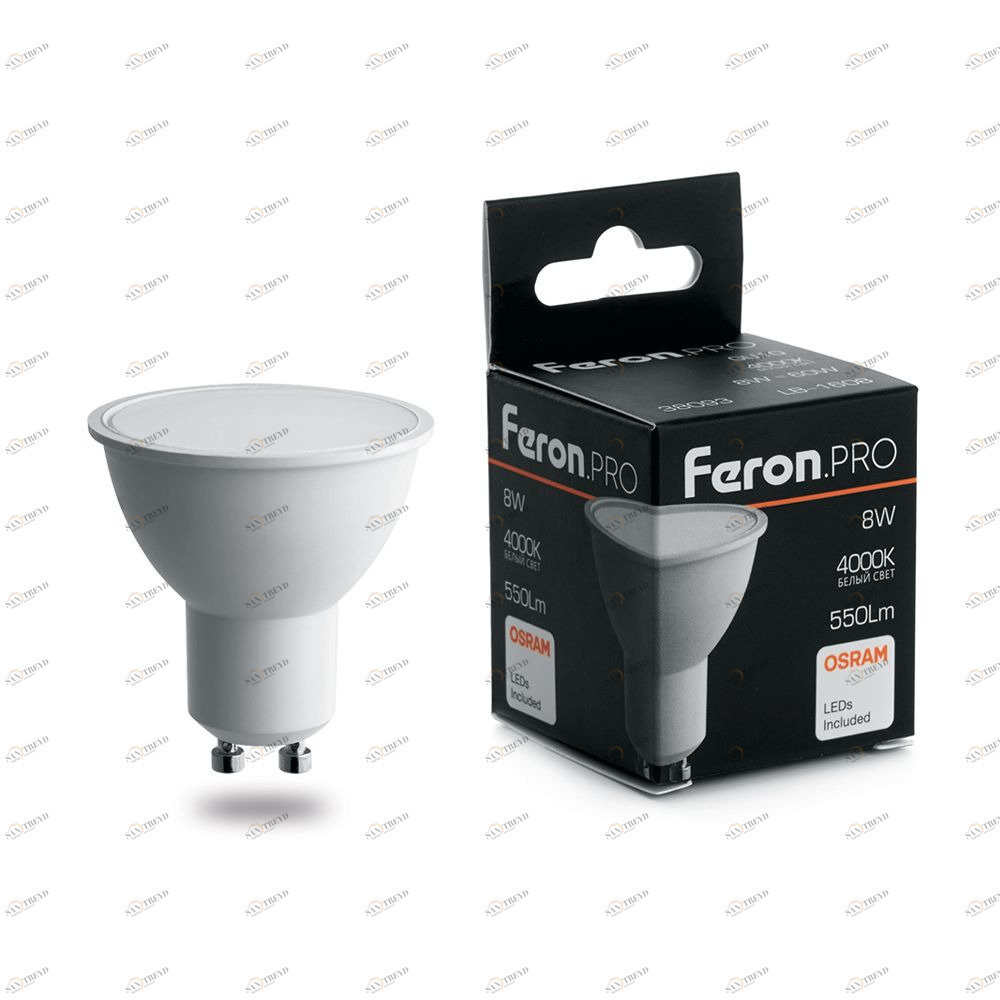 Лампа светодиодная Feron.PRO MR16 G5.3 8W 4000K OSRAM LED LB-1608 38090 FERON  00-3956766 Матовый 