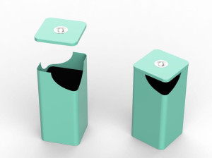 Держатель для мусора из листового металла с пепельницей с крышкой для наружного использования