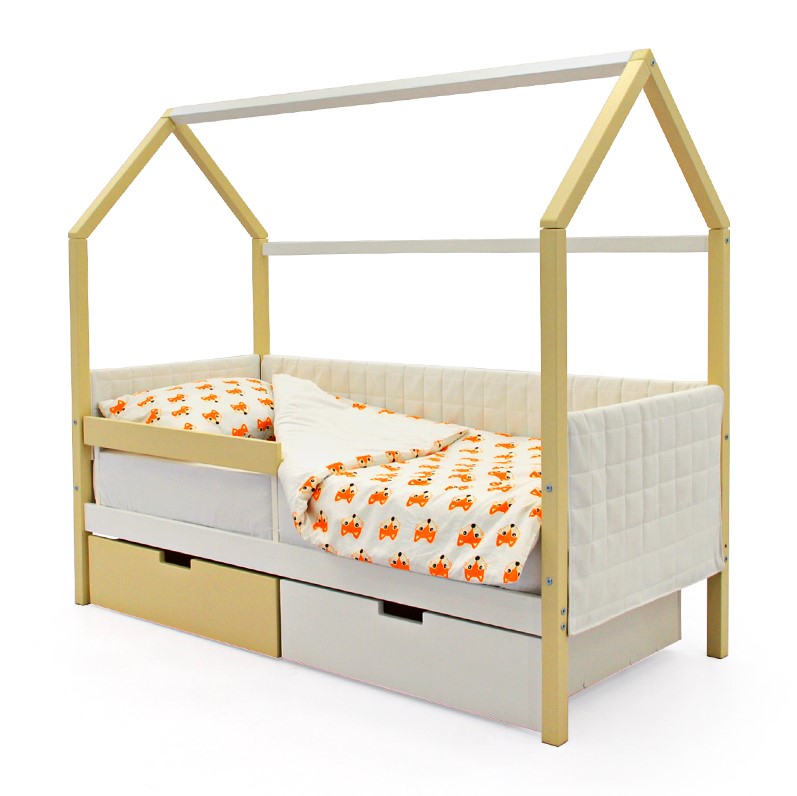 Детская кровать-домик мягкая бежево-белая Svogen БЕЛЬМАРКО  00-3873188 Бежевый Santreyd  - Вид №3