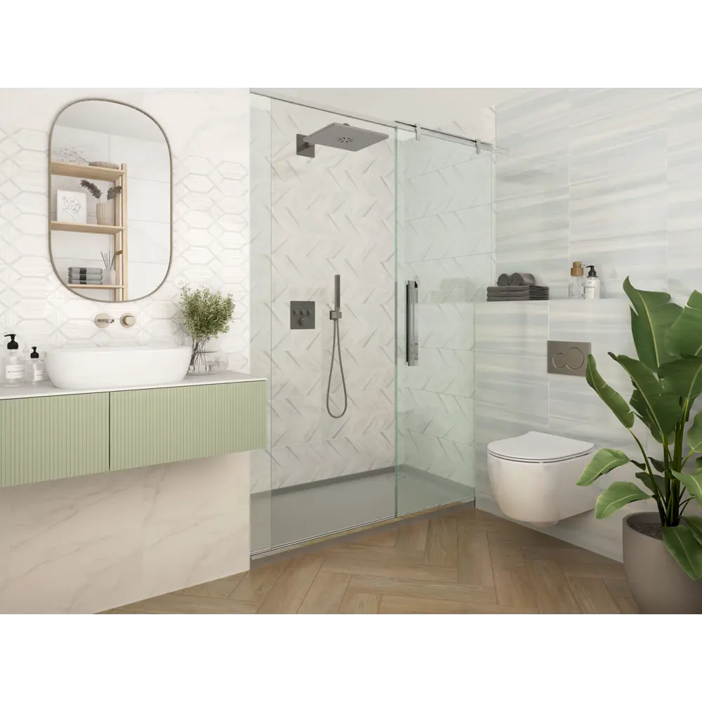 Плитка настенная Шахтинская Плитка Восток 02 25x40 см 1.4 м² глянцевая цвет белый мрамор рисунок STLM-2192158 - Вид №5