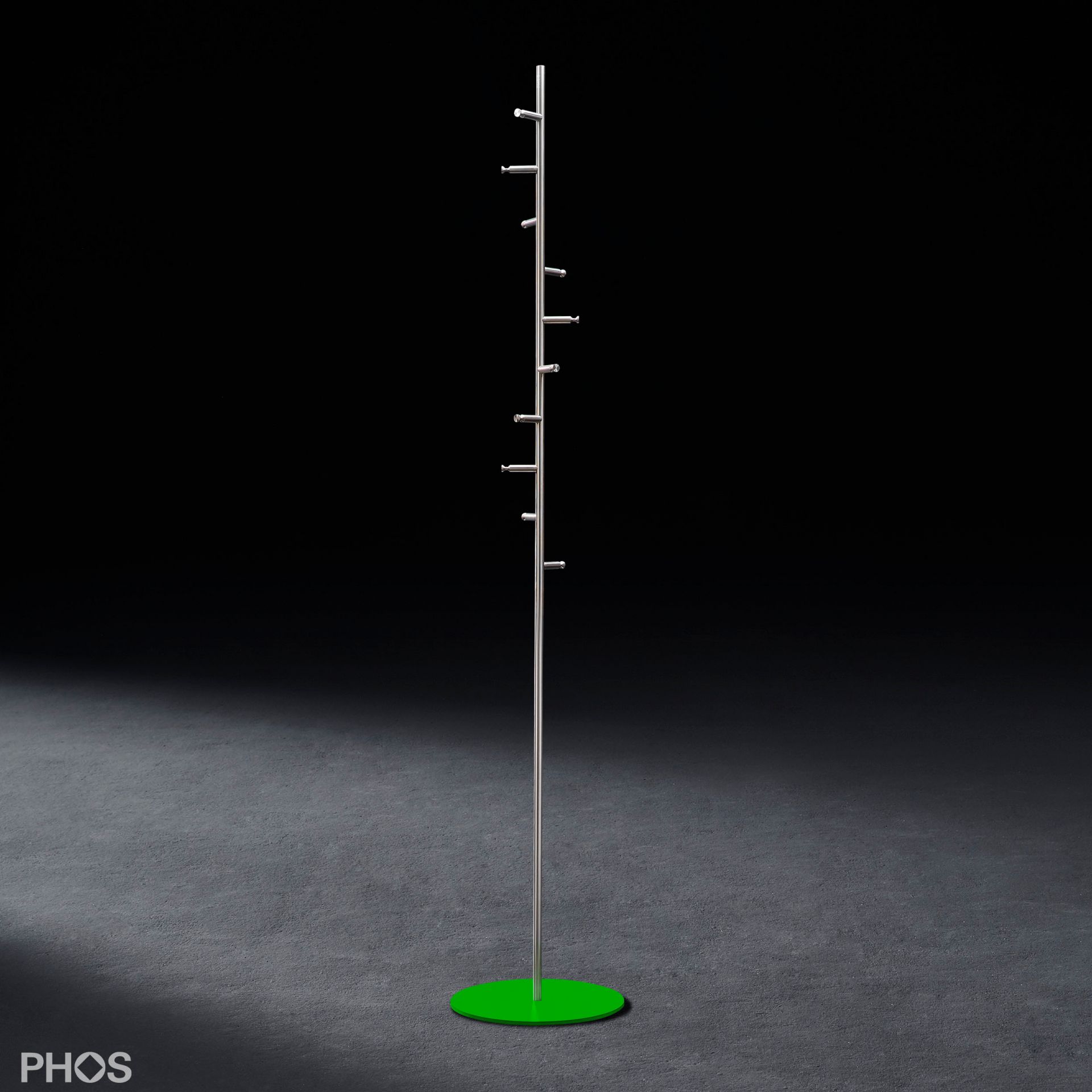 GSTH10-B-BPGr Вешалка для полотенец и вешалка для верхней одежды с 10 крючками, основание: зеленое PHOS  - Вид №1