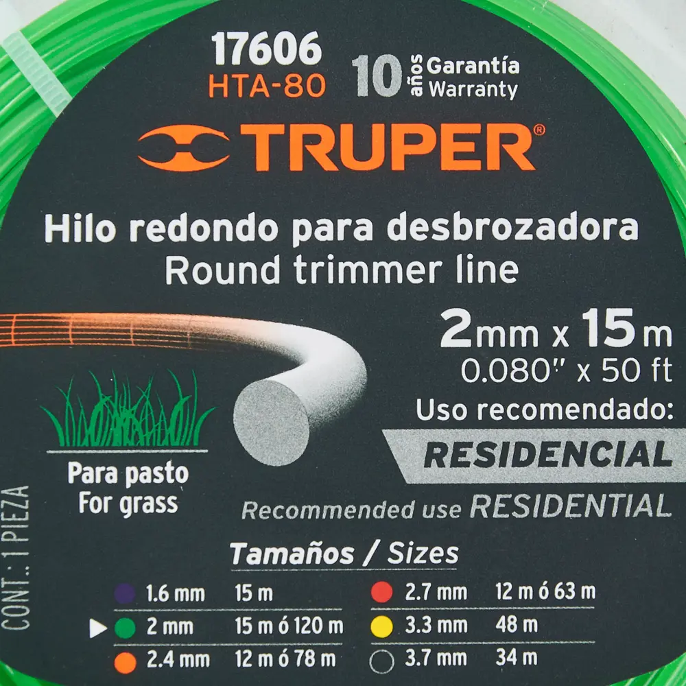 Леска для триммера Truper 17606 ø2 мм 15 м круглая 86870718 STLM-2121124 Santreyd  - Вид №2