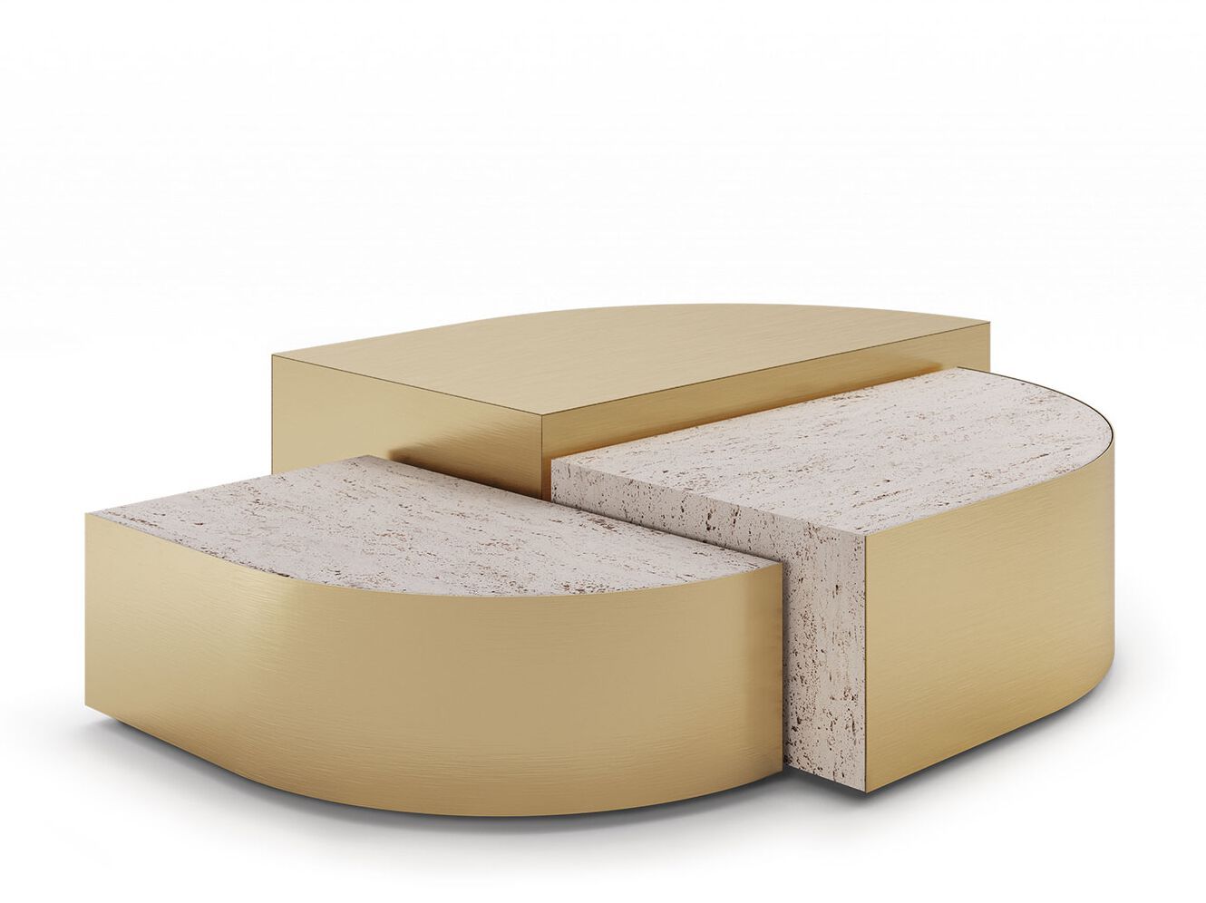 Журнальный столик из травертина и латуни Ginger & Jagger Earth to Earth ARCH-00033896