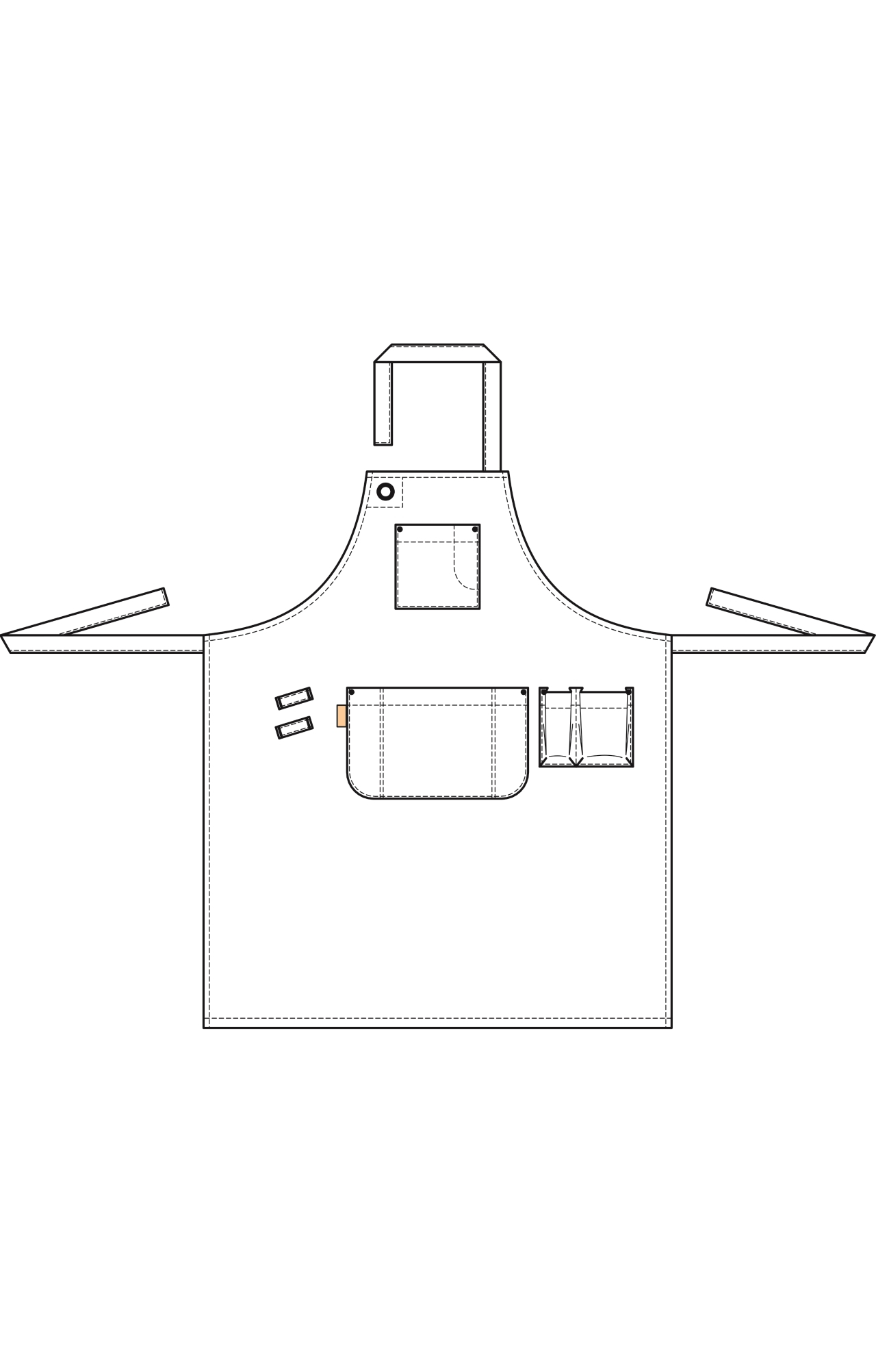 60615 Фартук  с нагрудником цвет beige (бежевый) RICON  Одежда для официантов  размер  - Вид №2