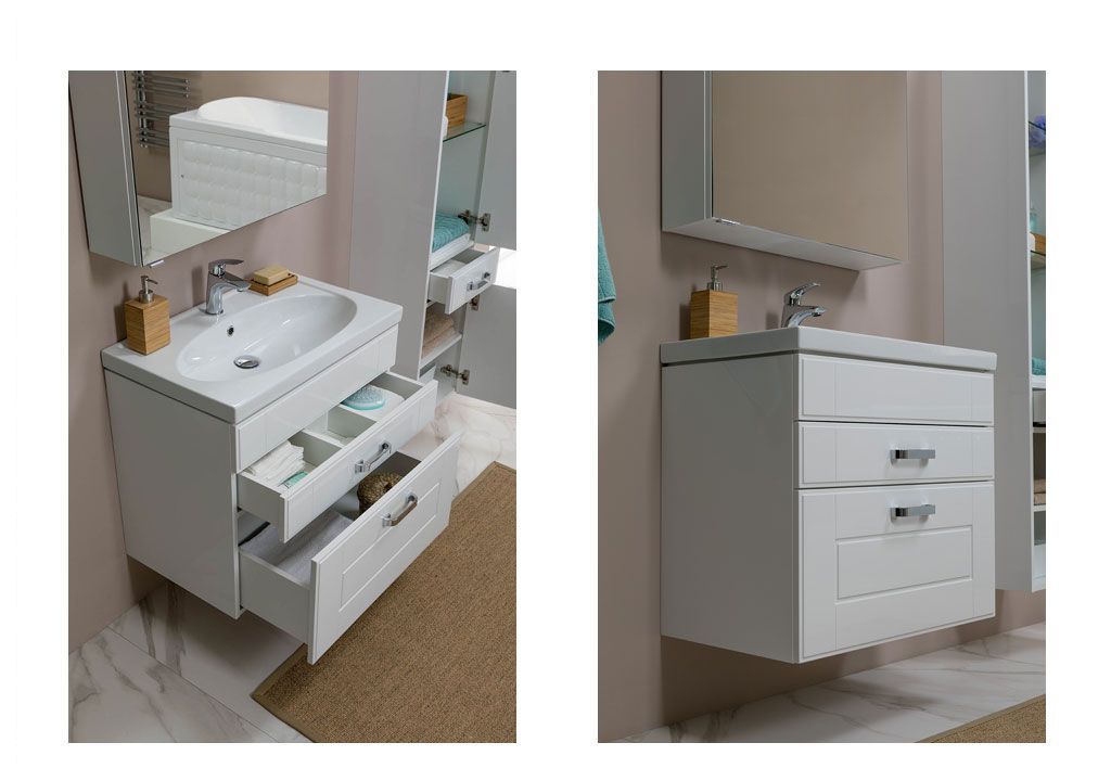 Тумба с раковиной Aquanet Рондо 70 белый (2 ящика) 0018915400185343 - Вид №8