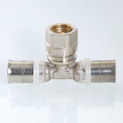 VTm.233.I.201516 Пресс-фитинг – тройник с переходом на обжимное соединение Valtec 20 x 15 x 16 мм  - Вид №8