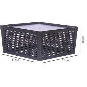 Лоток 31x31x15 см пластик с крышкой цвет коричневый 82015441 STLM-2142920