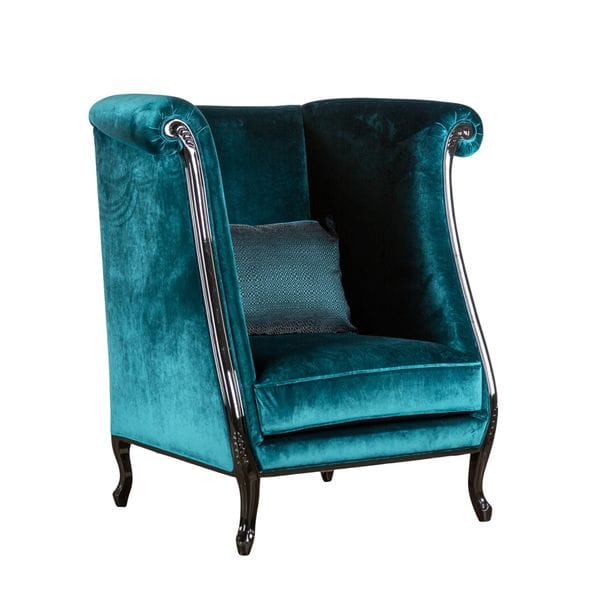 Кресло каминное синее с высокой спинкой и ушами Fiore UNICO ДИЗАЙНЕРСКИЕ 248965 Синий  - Вид №1