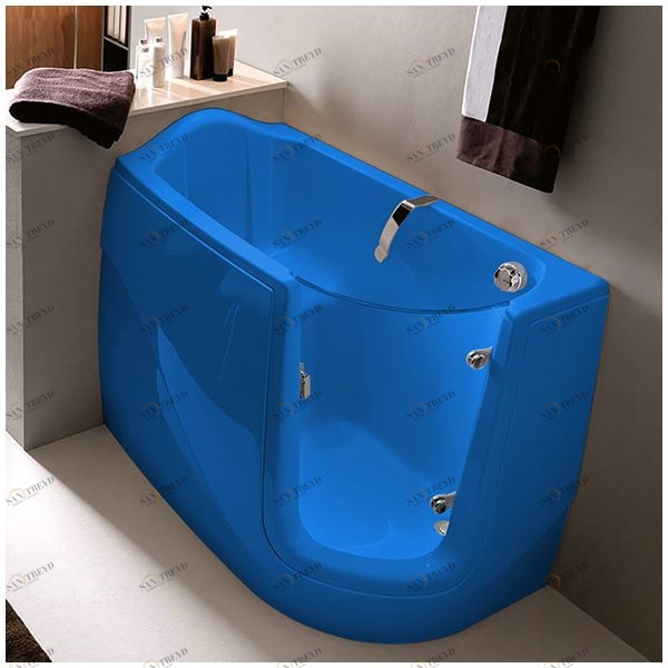 Ванна GRUPPO TREESSE GEN-X V3311-SX-G угловая сидячая с дверью левосторонняя голубая VTLV3311SXG