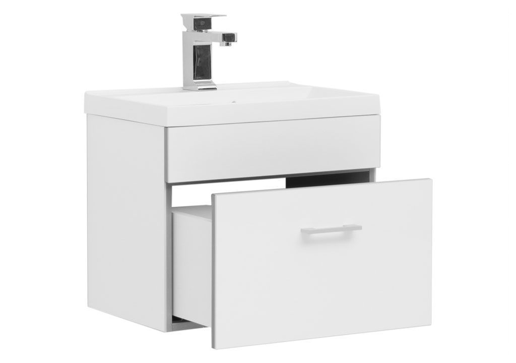 Тумба с раковиной Aquanet Верона NEW 50 белый (подвесная 1 ящик) 0020776500204095 - Вид №1