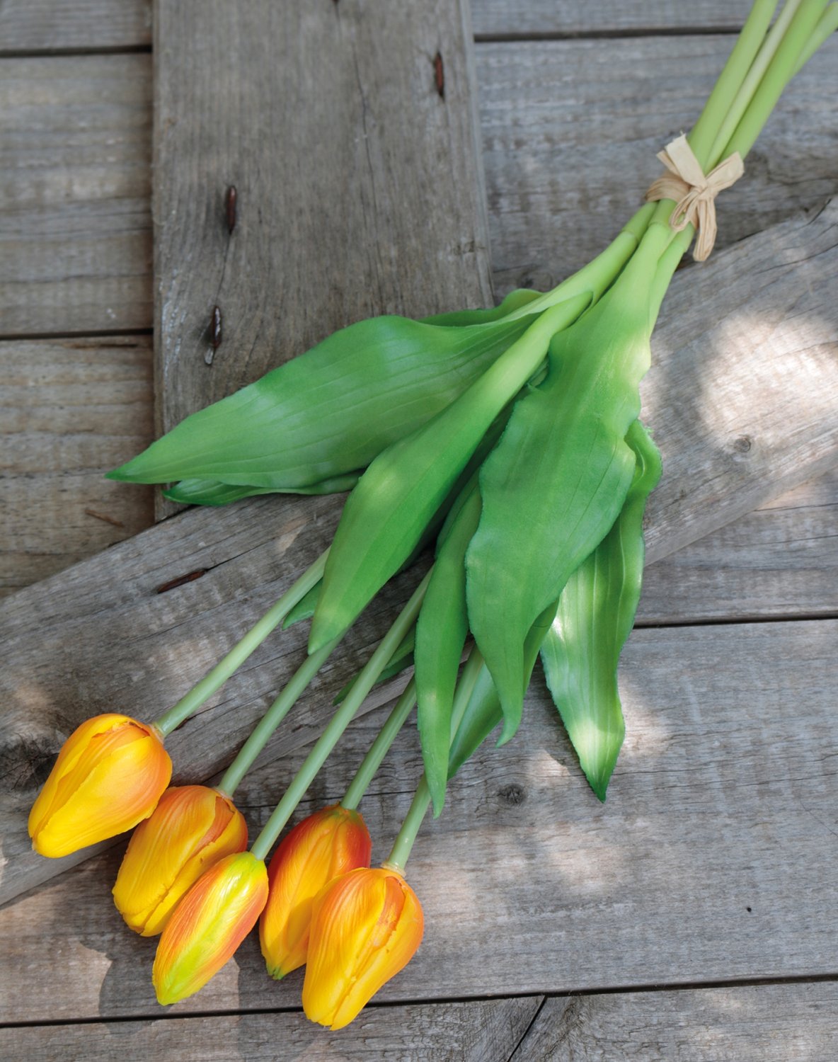 2952 334 a3 Искусственный букет тюльпанов, 5-кратный, 37 см, оранжевый H-andreas  - Вид №3